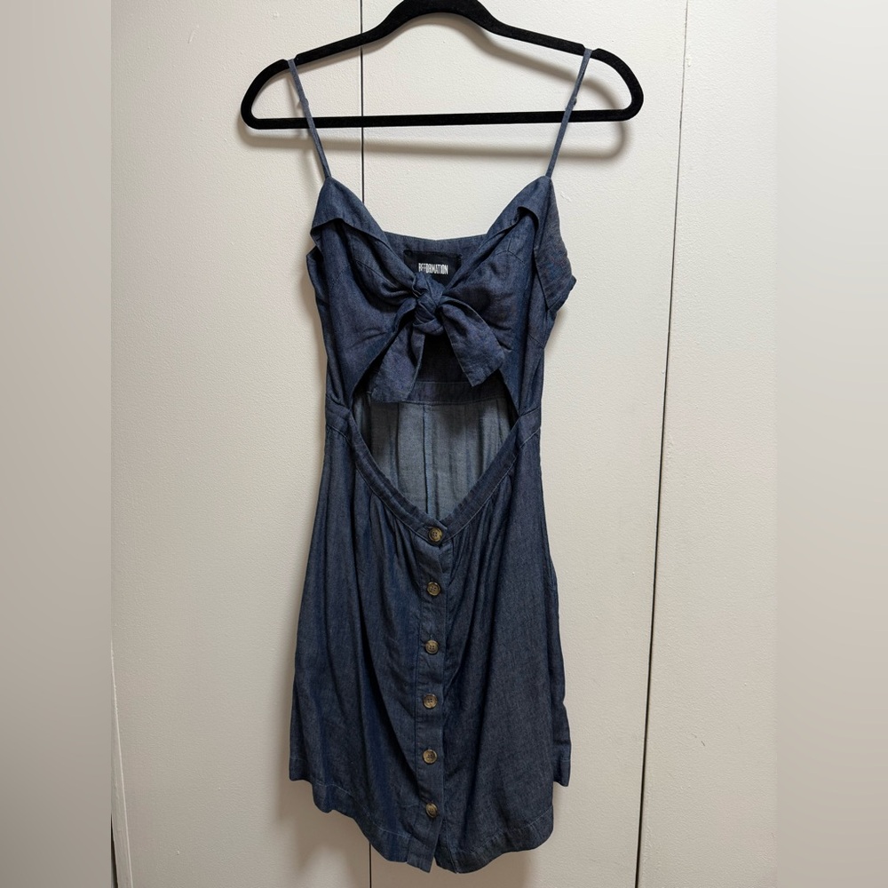 Reformation Denim Mini Dress with Cutout
